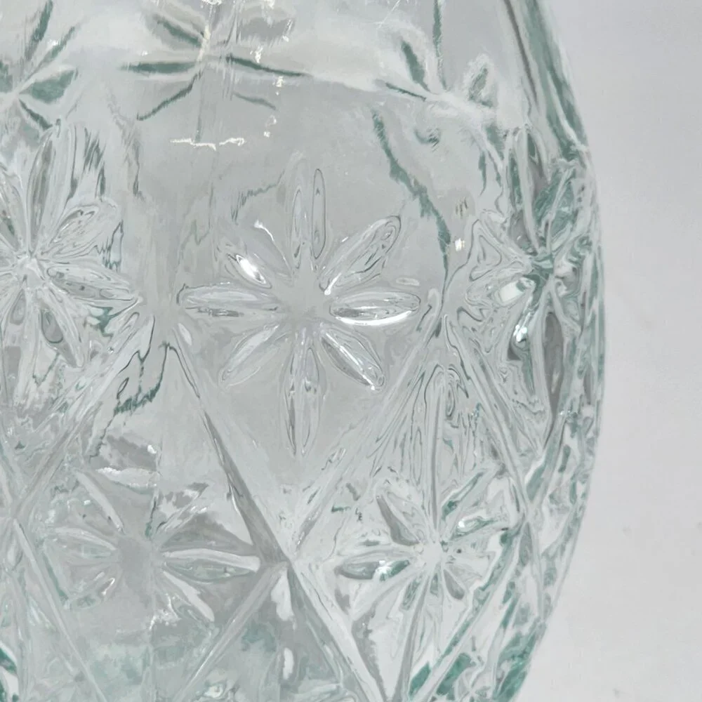 Starburst Daisy In Triangles Cut Glass Decanter With Stopper and Cork Vintage